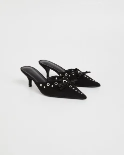 Elio Pointed Mule Black Suede