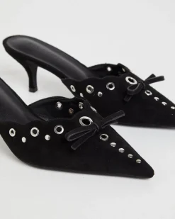Elio Pointed Mule Black Suede