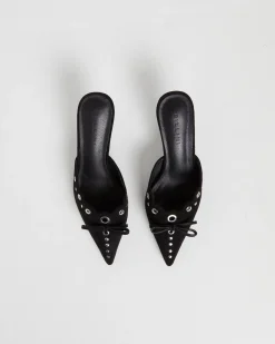 Elio Pointed Mule Black Suede