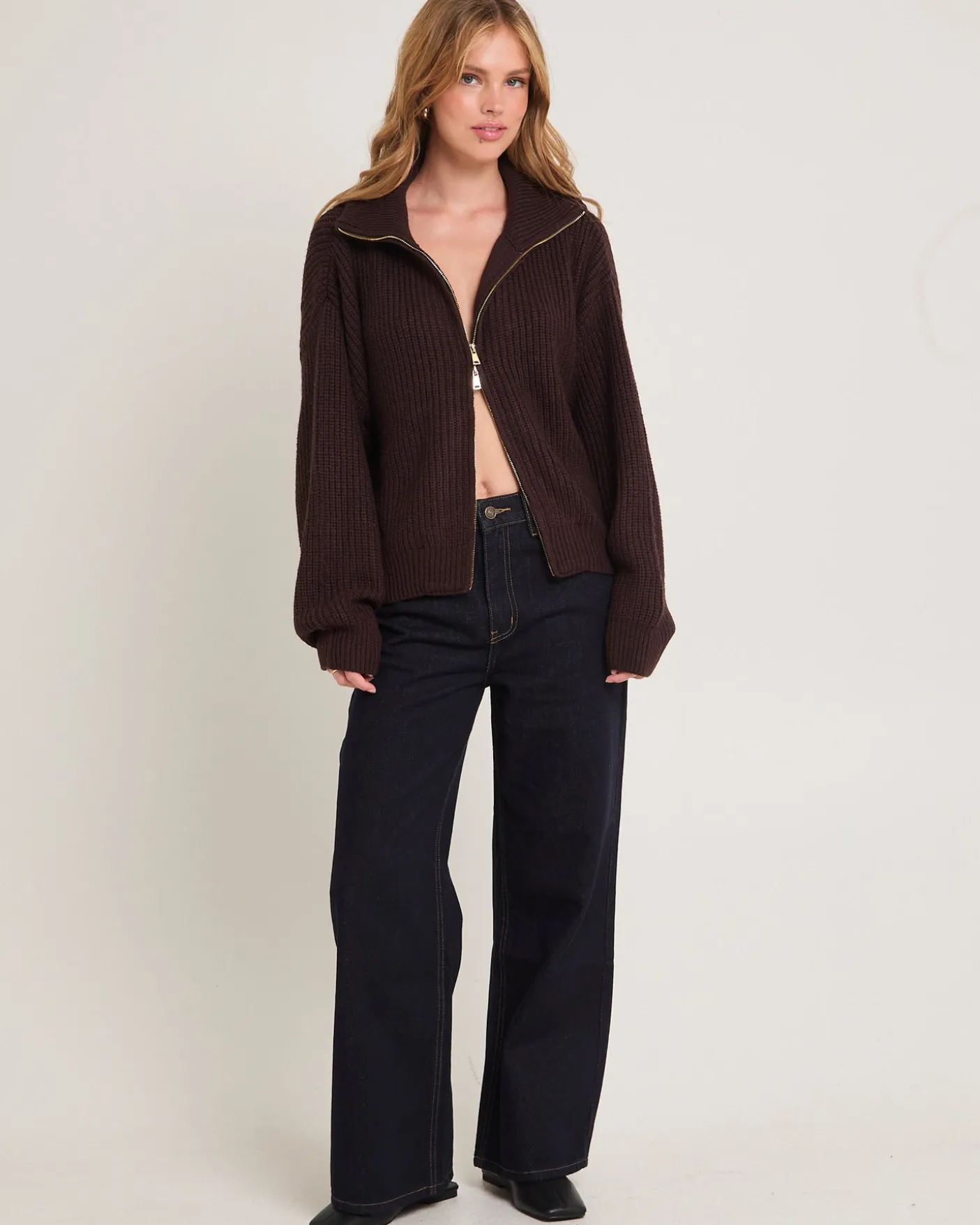 Ellie Double End Zip Longline Cardigan