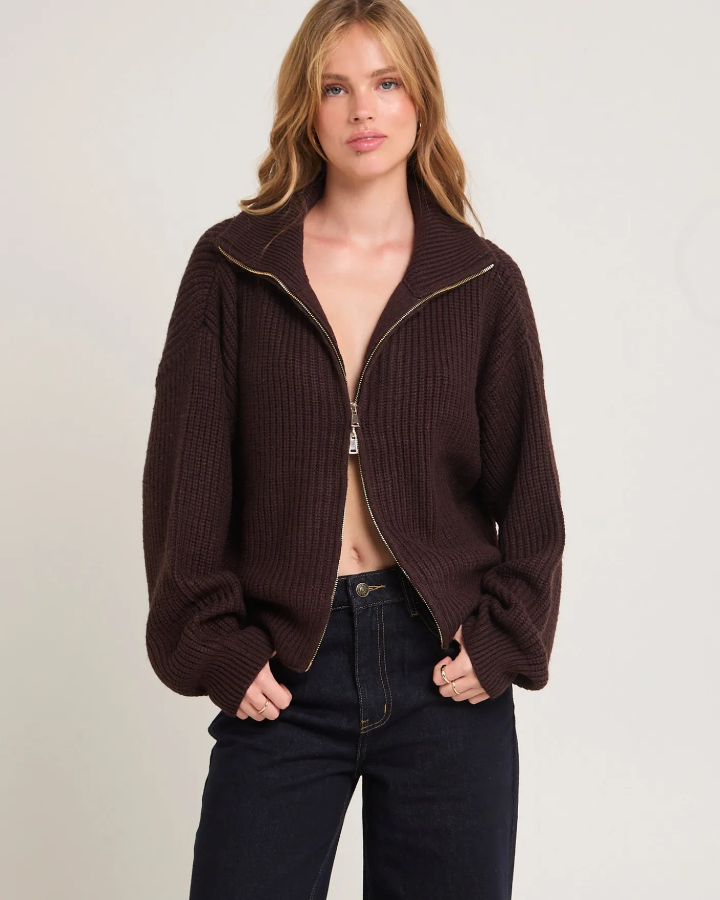 Ellie Double End Zip Longline Cardigan