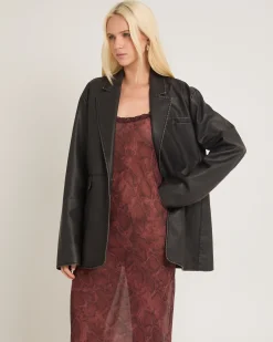 Esme Boxy Leather Look Blazer
