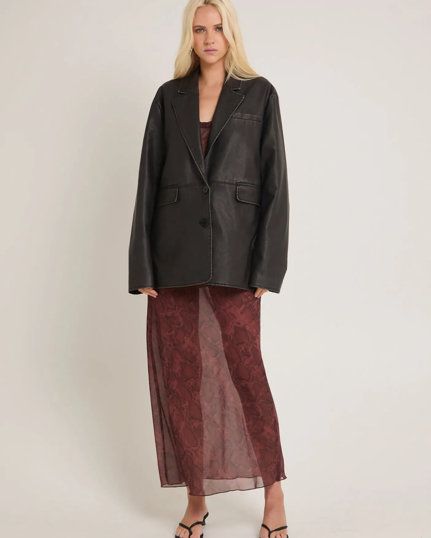 Esme Boxy Leather Look Blazer