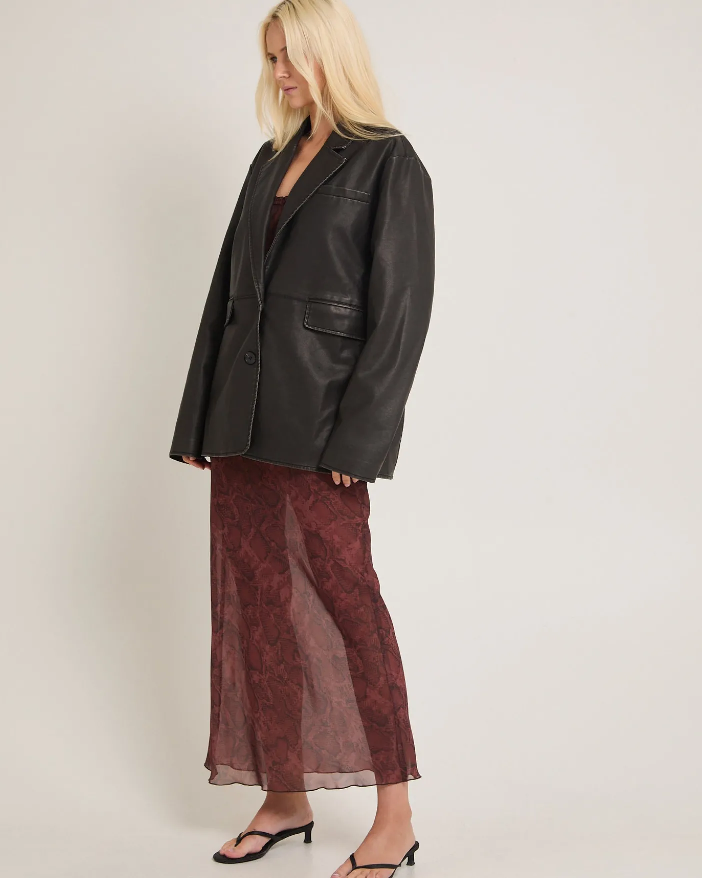Esme Boxy Leather Look Blazer