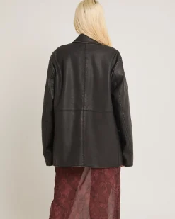 Esme Boxy Leather Look Blazer