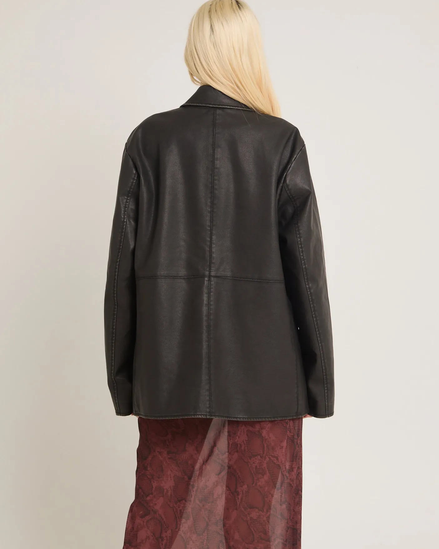 Esme Boxy Leather Look Blazer