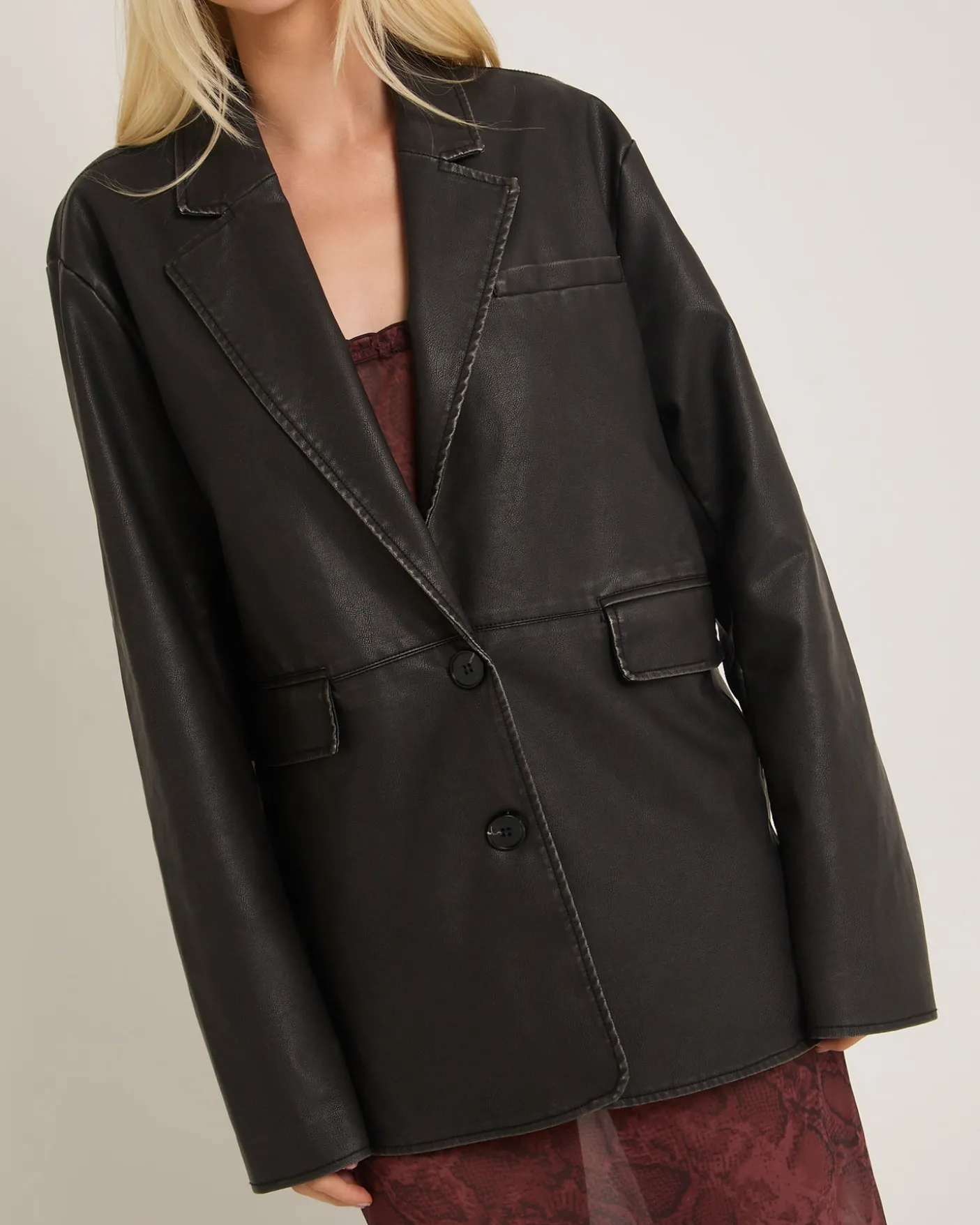 Esme Boxy Leather Look Blazer