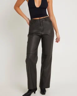 Esme Leather Look Straight Pants