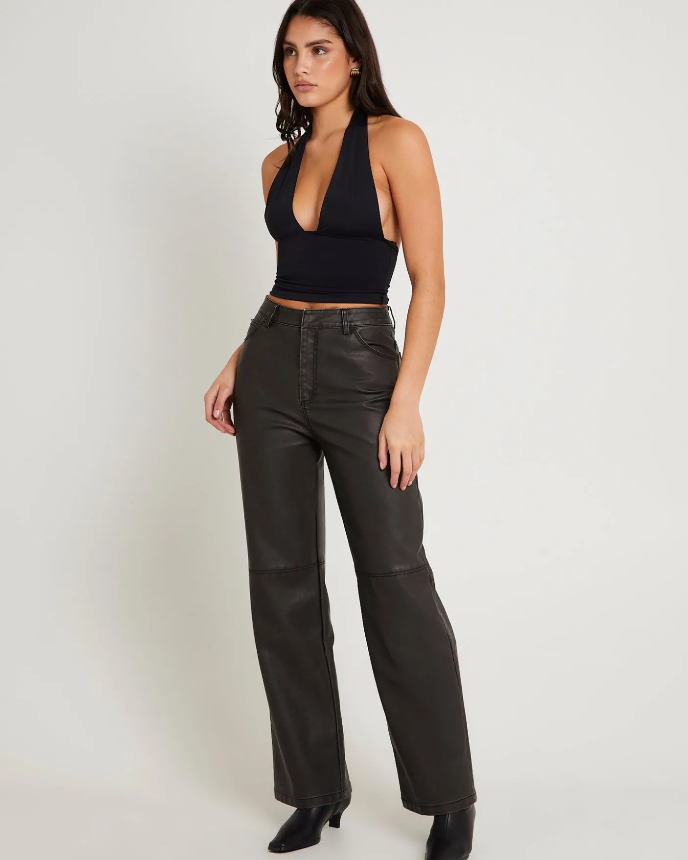 Esme Leather Look Straight Pants