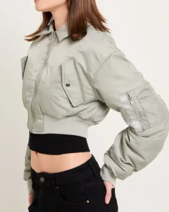 Essential Cropped Bomber Jacket