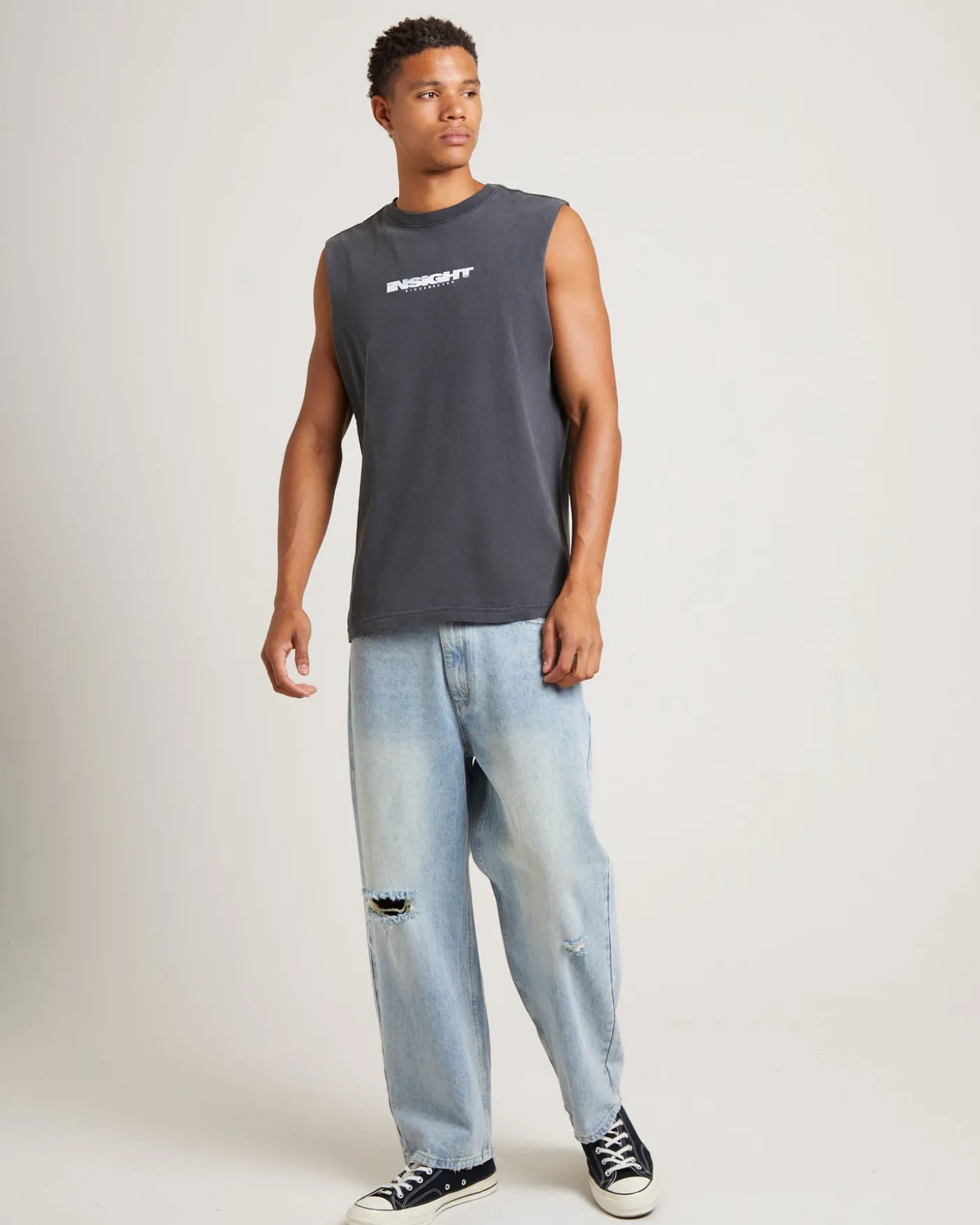 Establish Muscle Tank Tee in Vintage Black