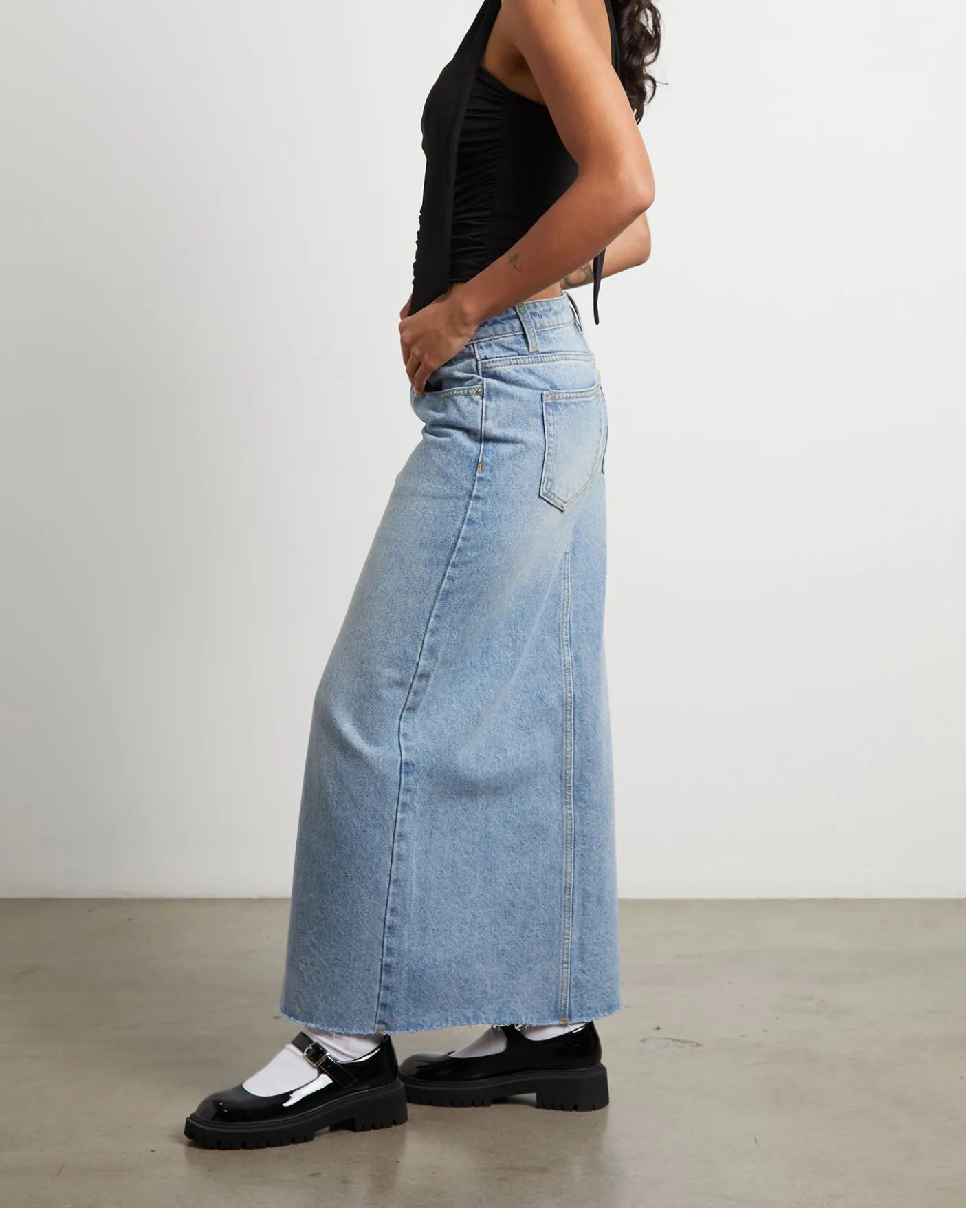 Eva Maxi Denim Skirt Hacker Blue