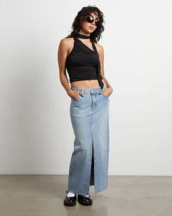 Eva Maxi Denim Skirt Hacker Blue