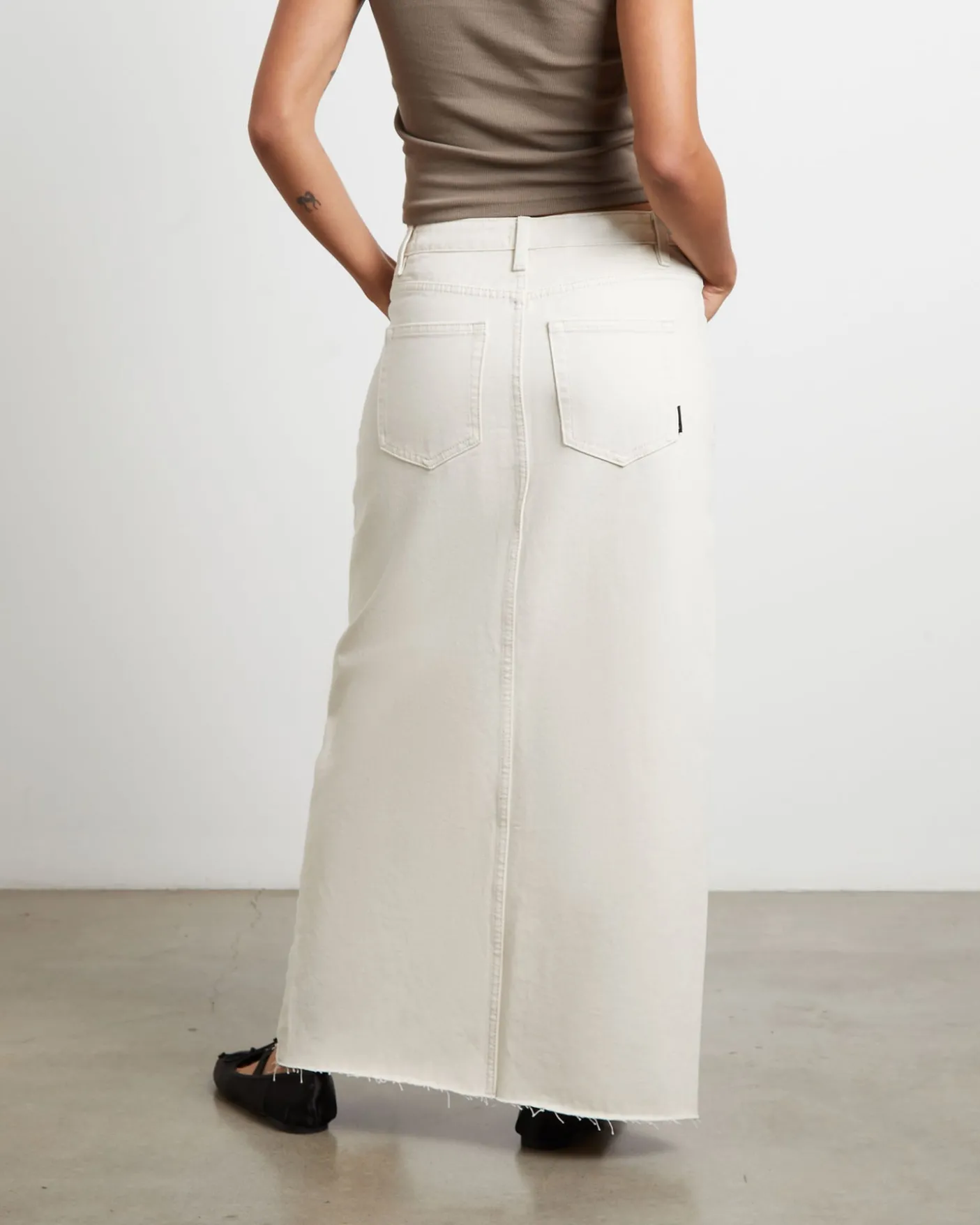 Eva Maxi Denim Skirt in Chalk