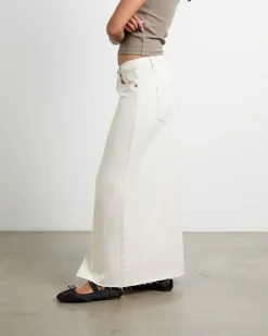 Eva Maxi Denim Skirt in Chalk