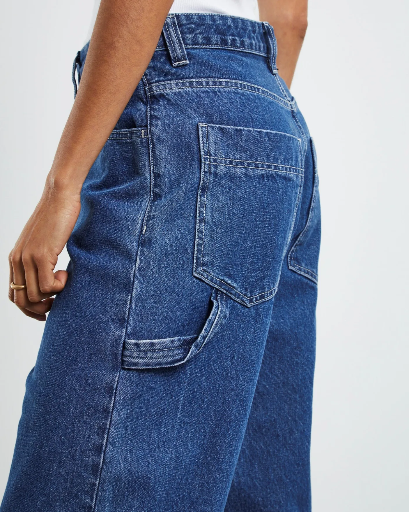Faye Worker Denim Jeans Pebble Mid Stone