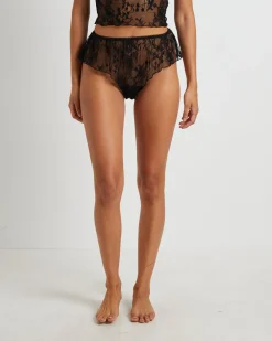 Fifi Fine Lace Ruffle Brief Shorts in Black