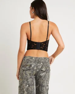 Flocked Lace Corset