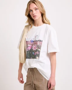 Floral Photo Print Boyfriend T-Shirt
