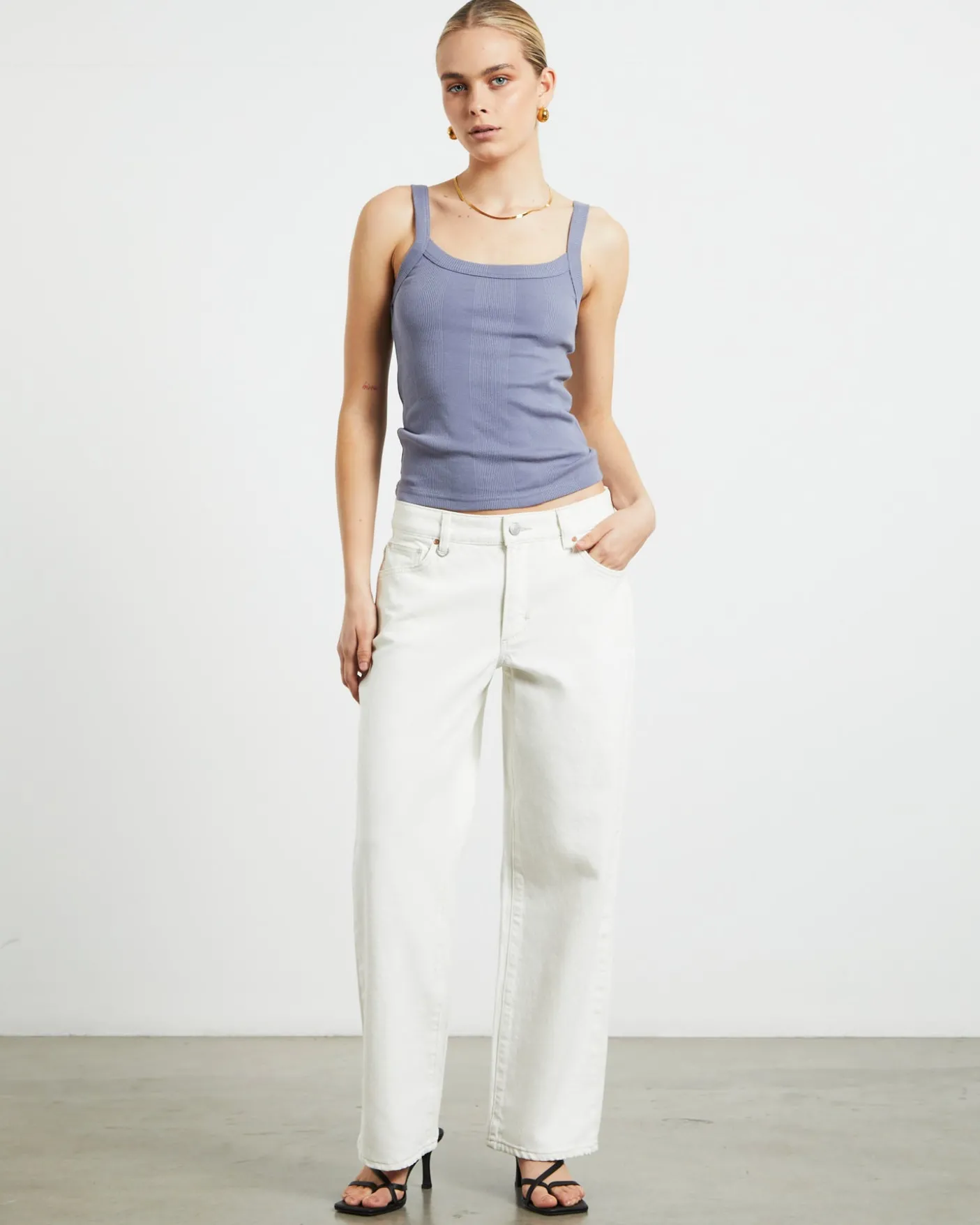 Frenchie Rib Singlet in Slate Grey