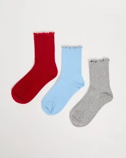 Frill Ribbed Socks 3 Pack