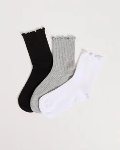 Frill Ribbed Socks 3 Pack