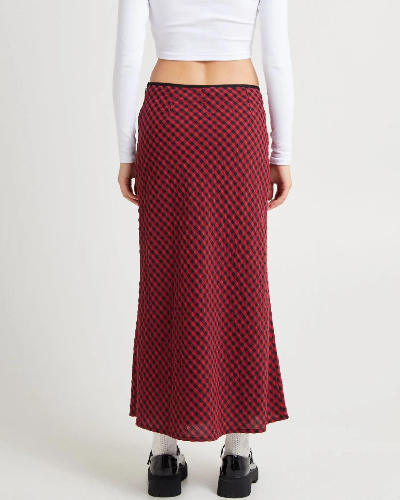 Grunge Plaid Midi Skirt