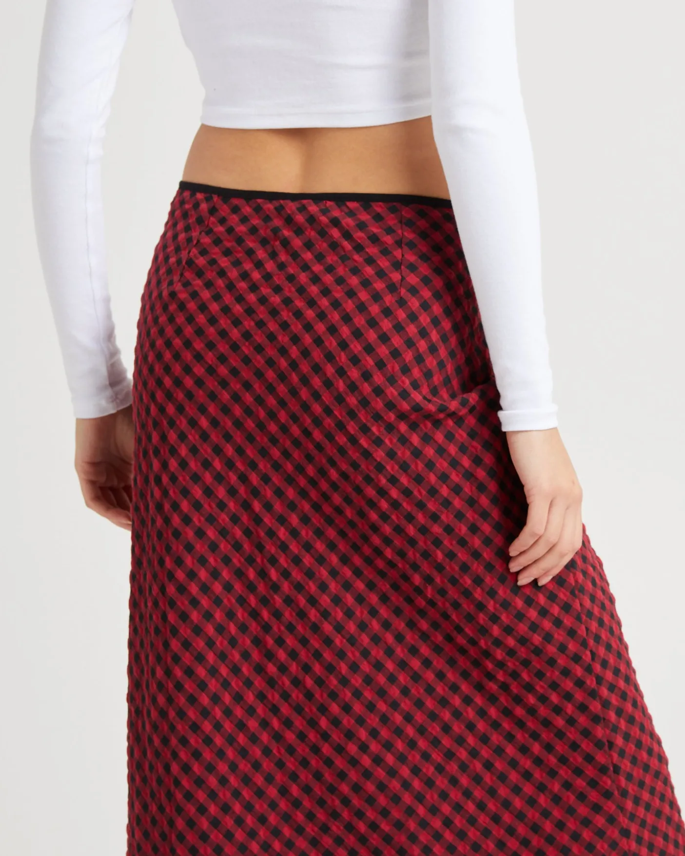 Grunge Plaid Midi Skirt