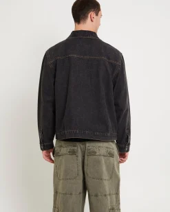 Halls Cropped Harrington Denim Jacket