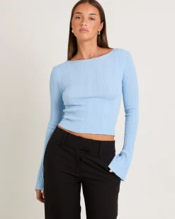 Hally Boat Neck Long Sleeve Knit Top