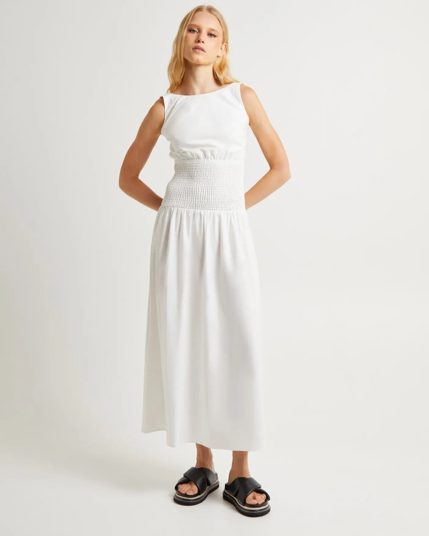 Hally Linen Maxi Dress White