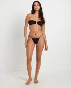 Hattie Contrast Bind Bandeau Bikini Set in Black