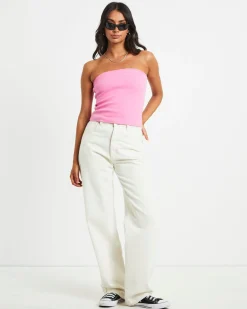 Heather Long Line Bandeau Top in Pink