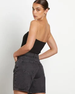 Heather Long Line Bandeau in Black