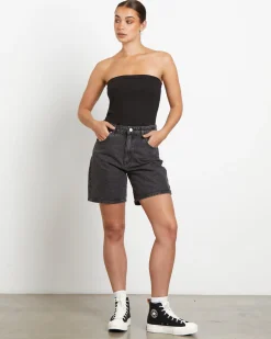 Heather Long Line Bandeau in Black