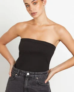 Heather Long Line Bandeau in Black
