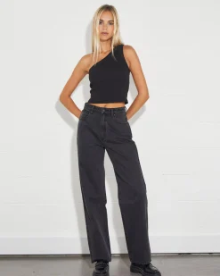 Heather One Shoulder in Black