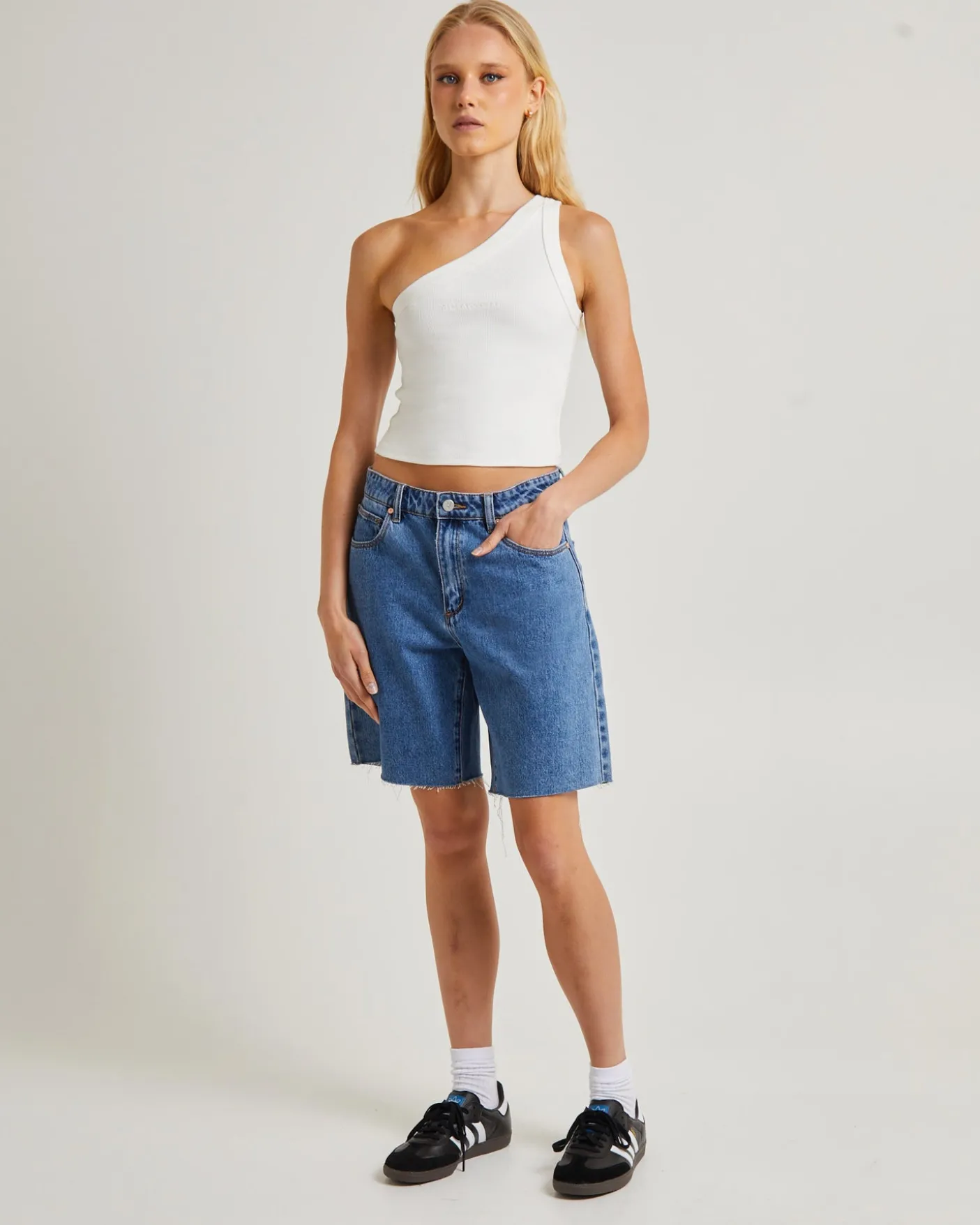 Heather One Shoulder Top White Sand