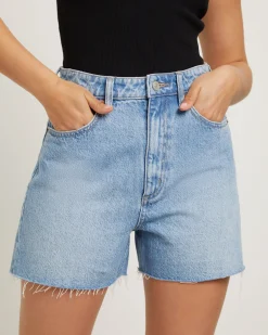 High Relaxed Denim Shorts in Risk