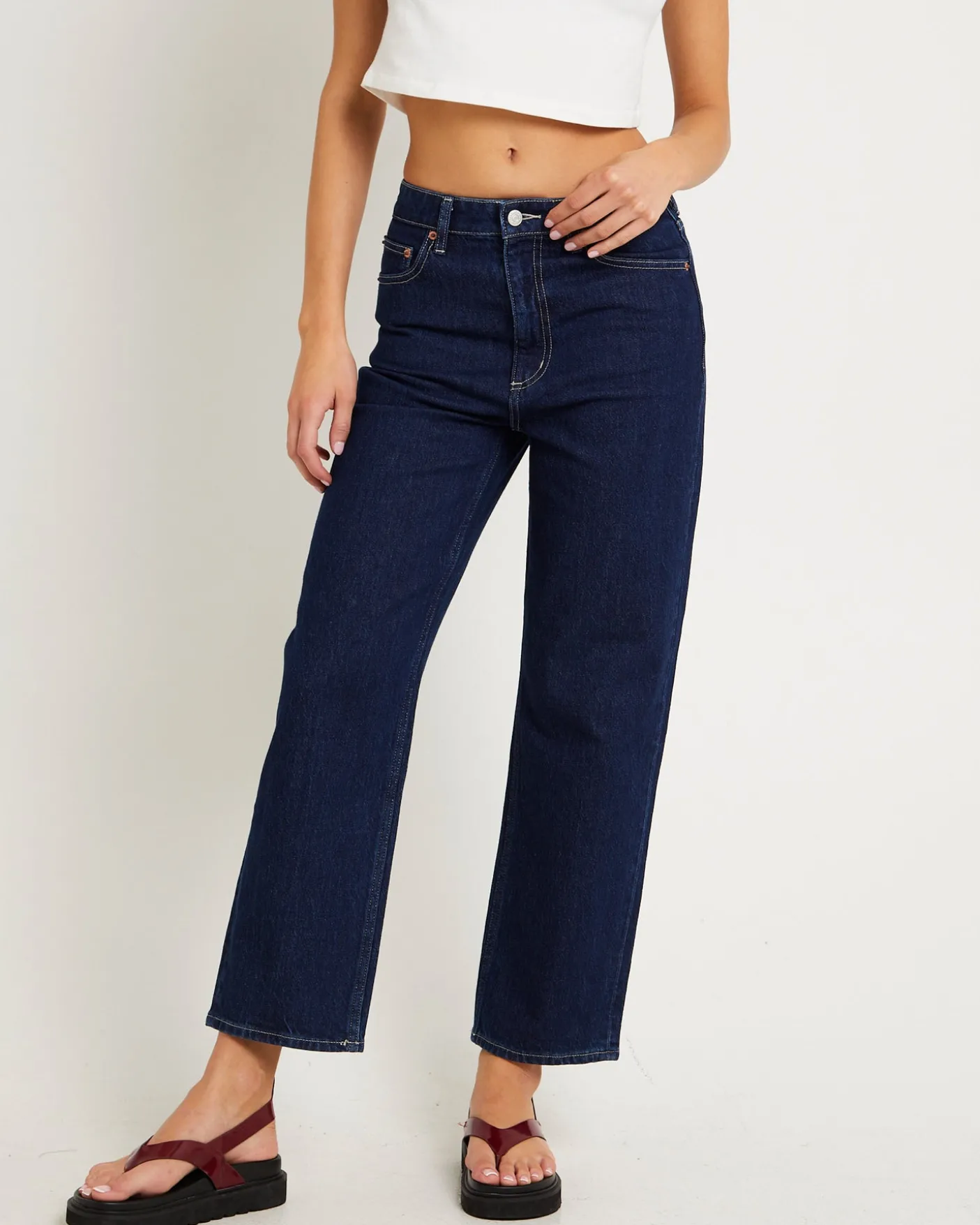 High Straight Crop Denim Jeans