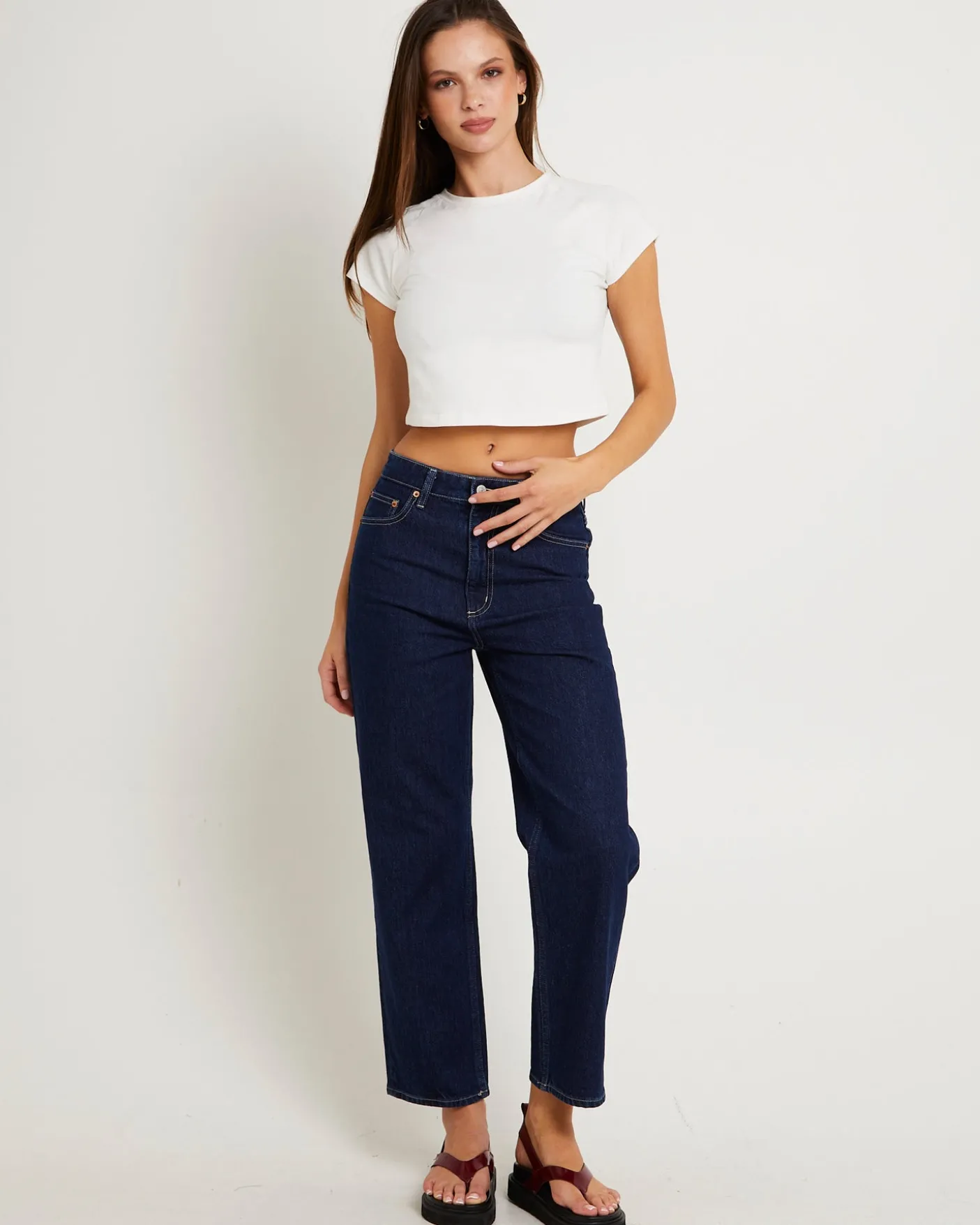 High Straight Crop Denim Jeans