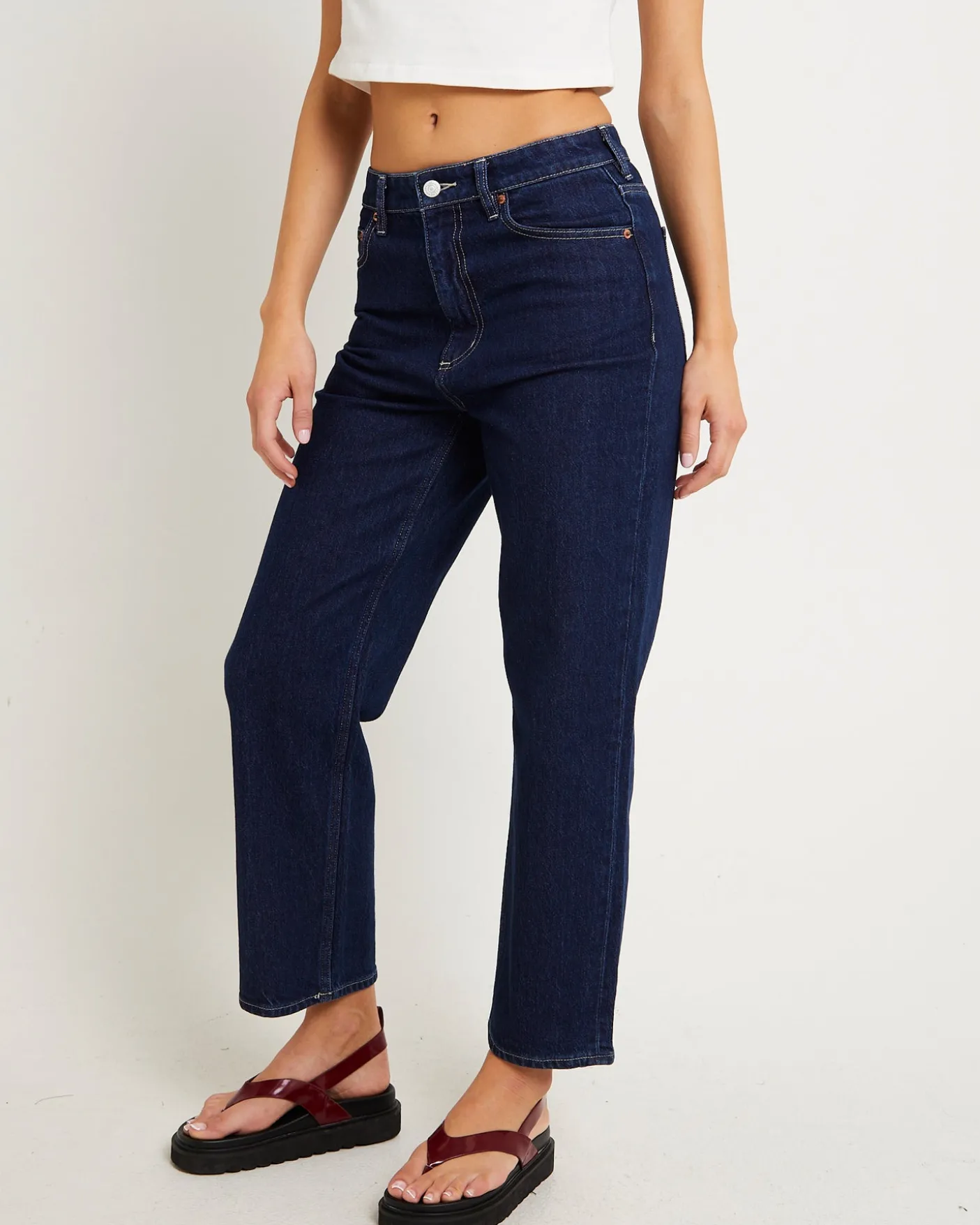 High Straight Crop Denim Jeans