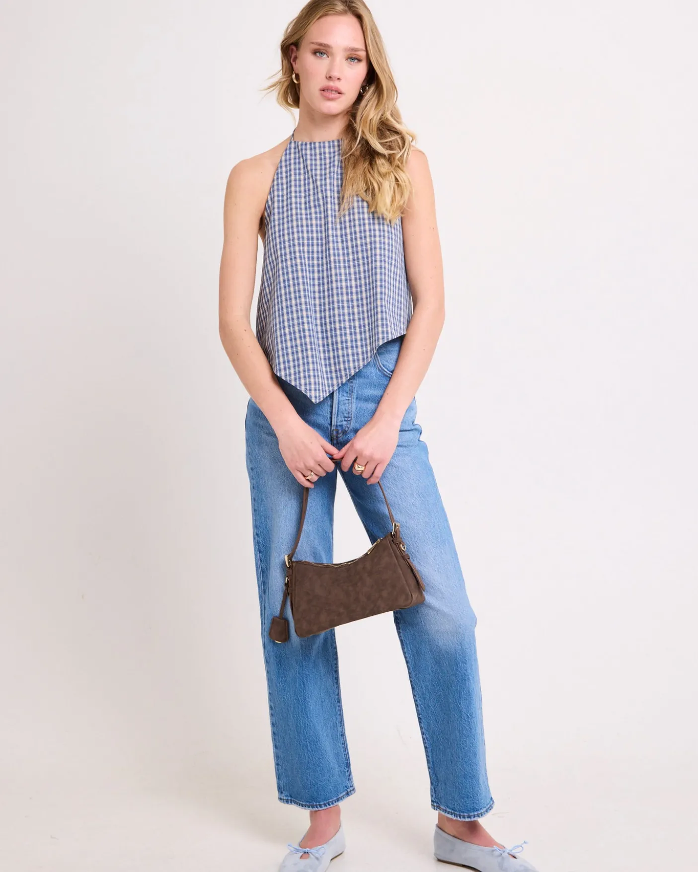 Iluka Check High Neck Top