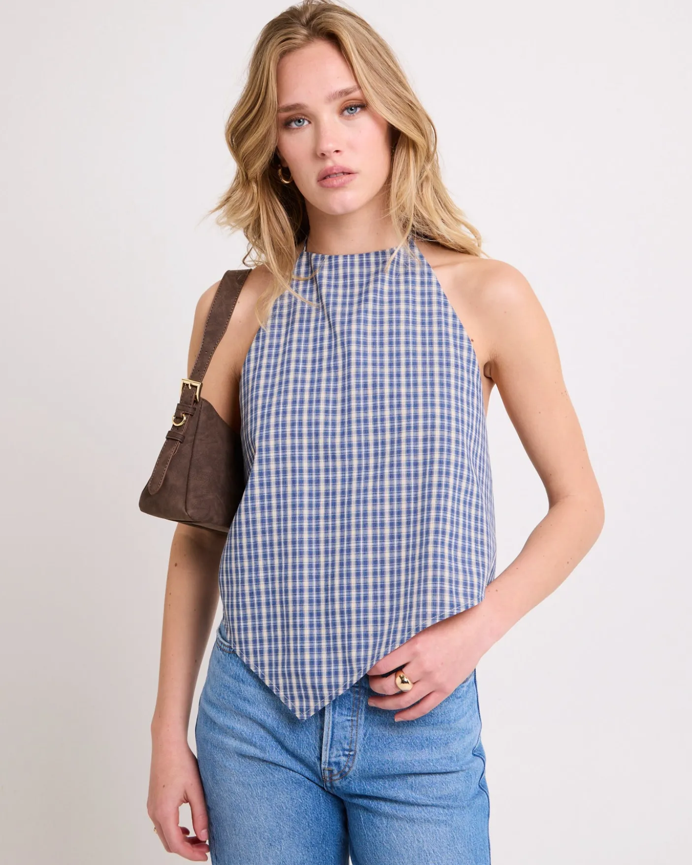 Iluka Check High Neck Top