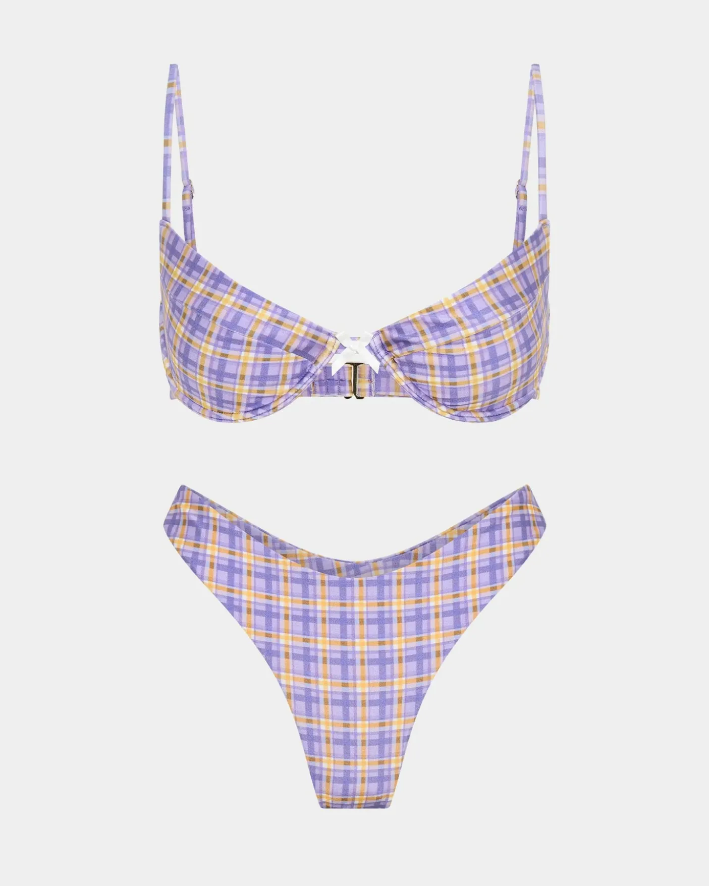 India Blurred Check Underwire Bikini Top Bikini Set