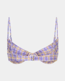 India Blurred Check Underwire Bikini Top Bikini Set