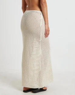 Iris Crochet Maxi Skirt in Warm White