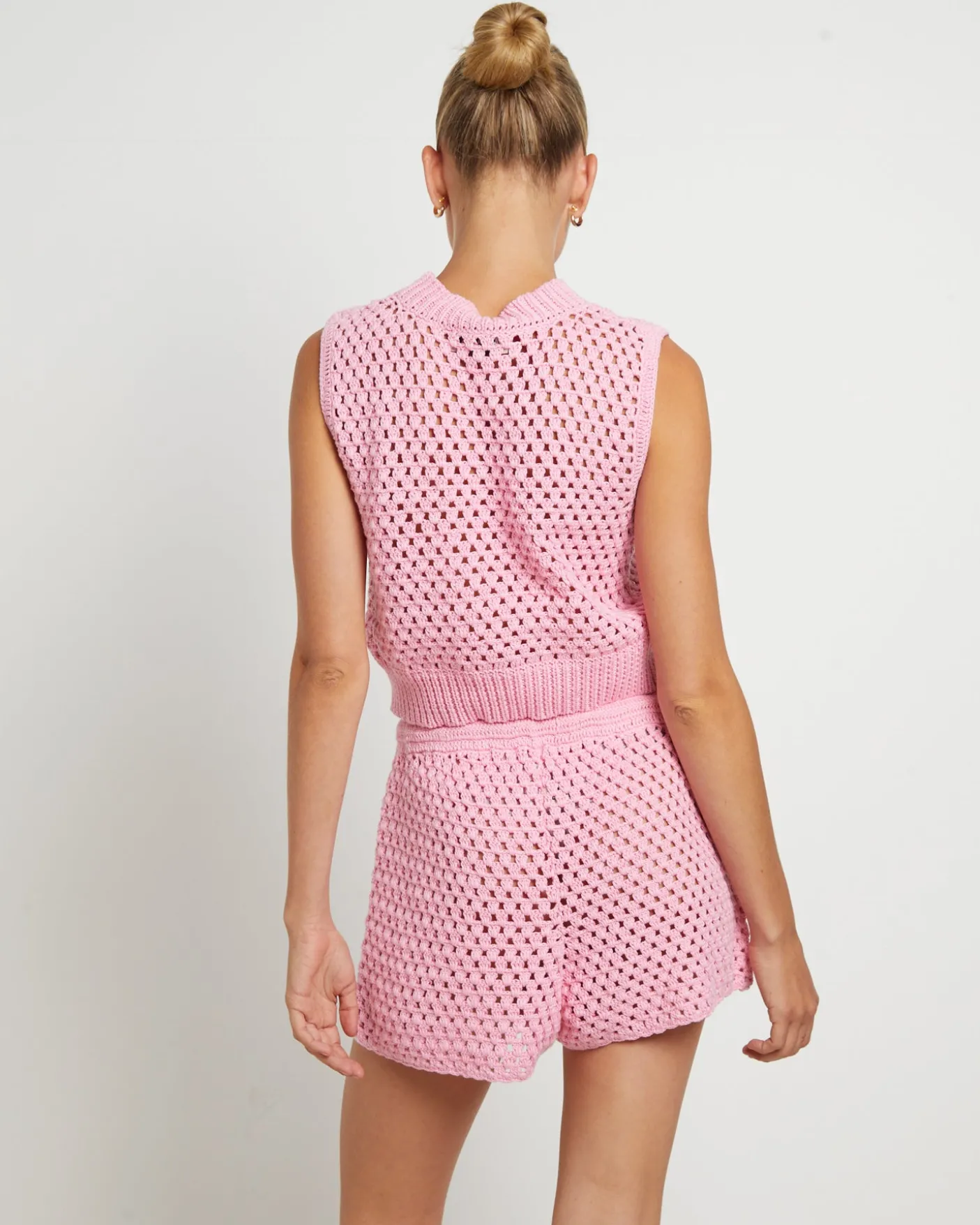 Isla Crochet Vest in Pink