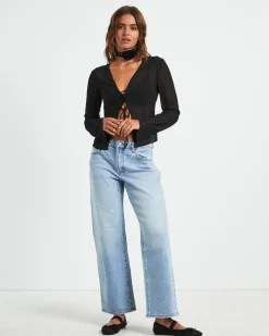 Ivy Laced Sheer Top Black