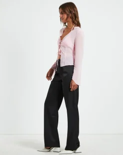 Ivy Laced Sheer Top in Pink